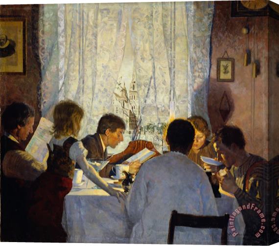 Gustav Wentzel Breakfast Ii. The Artist's Family Stretched Canvas Painting / Canvas Art