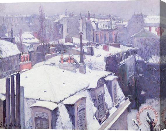Gustave Caillebotte Roofs under Snow Stretched Canvas Painting / Canvas Art