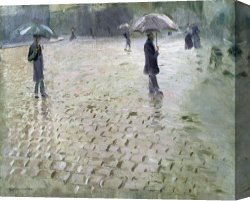 Magasin Fouquet Boutique for The Jeweller Georges Fouquet Rue Royale Paris C 1900 Canvas Paintings - Study for a Paris Street Rainy Day by Gustave Caillebotte