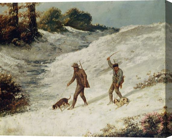 Gustave Courbet Hunters in the Snow or The Poachers Stretched Canvas Print / Canvas Art