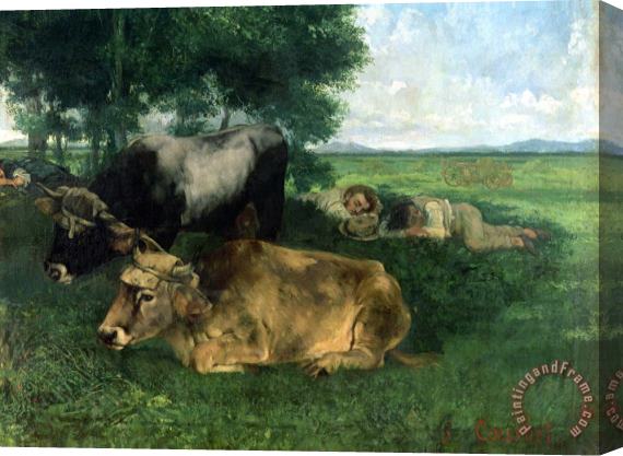 Gustave Courbet La Siesta Pendant la saison des foins Stretched Canvas Painting / Canvas Art