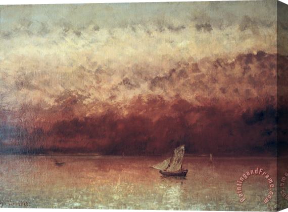 Gustave Courbet Lake Leman with Setting Sun Stretched Canvas Print / Canvas Art