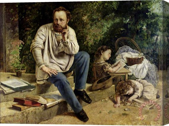 Gustave Courbet Pierre Joseph Proudhon (1809 65) And His Children in 1853 Stretched Canvas Print / Canvas Art