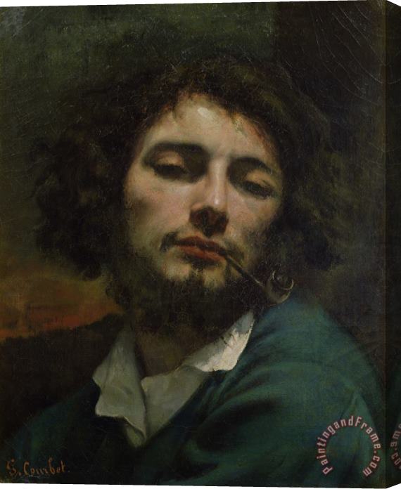 Gustave Courbet Self Portrait Or, The Man with a Pipe Stretched Canvas Painting / Canvas Art