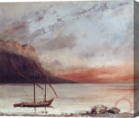 Gustave Courbet Sunset over Lake Leman Stretched Canvas Painting / Canvas Art