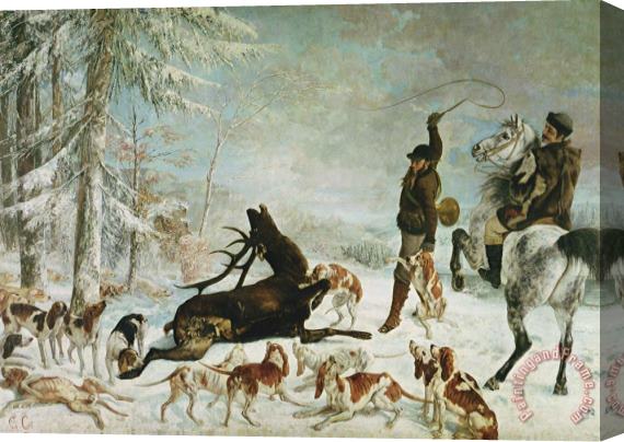 Gustave Courbet The Death of The Deer Stretched Canvas Painting / Canvas Art