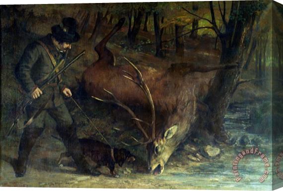Gustave Courbet The Death of The Stag Stretched Canvas Print / Canvas Art