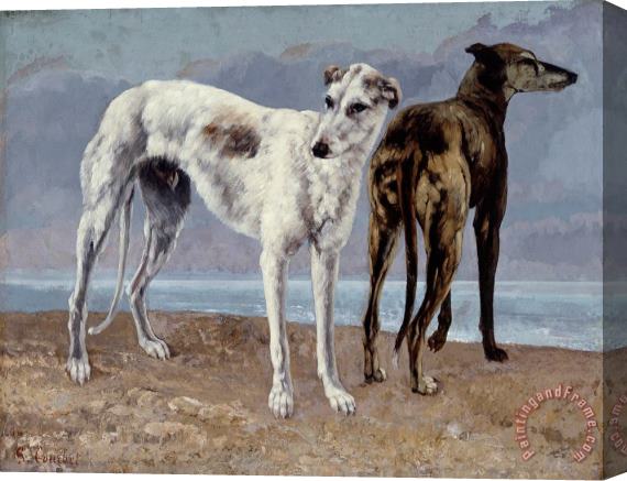 Gustave Courbet The Greyhounds of The Comte De Choiseul Stretched Canvas Print / Canvas Art