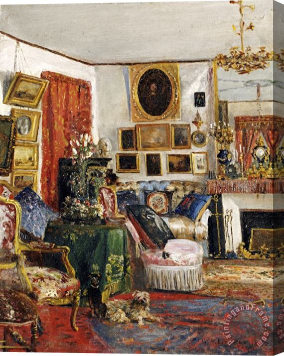 Gustave De Launay An Interior of a Sitting Room Stretched Canvas Painting / Canvas Art