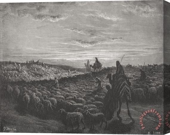 Gustave Dore Abraham Journeying Into The Land Of Canaan Stretched Canvas Print / Canvas Art