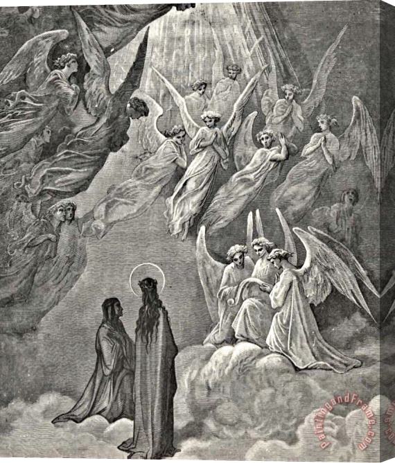 Gustave Dore Angels In Heaven Dante's Divine Comedy Illustration Stretched Canvas Print / Canvas Art
