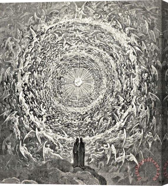 Gustave Dore Circle Of Angels Dante's Paradise Illustration Stretched Canvas Print / Canvas Art