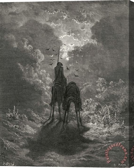 Gustave Dore Don Quixote on Horseback Stretched Canvas Print / Canvas Art