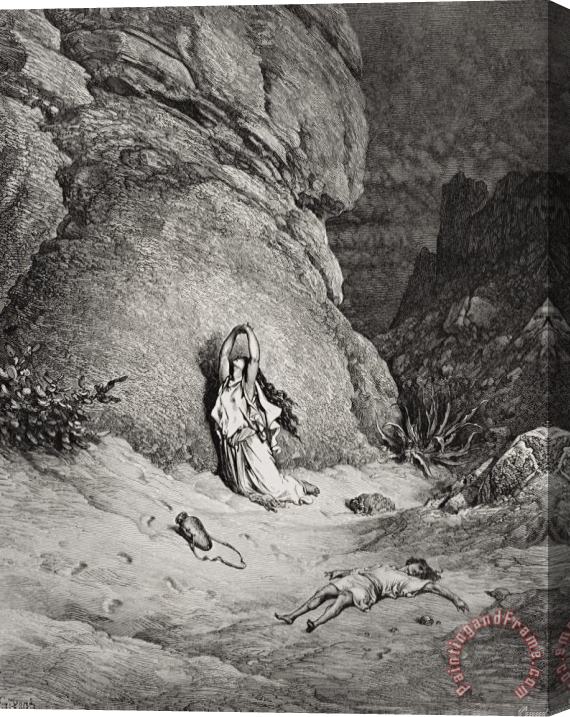 Gustave Dore Hagar And Ishmael In The Desert Stretched Canvas Print / Canvas Art