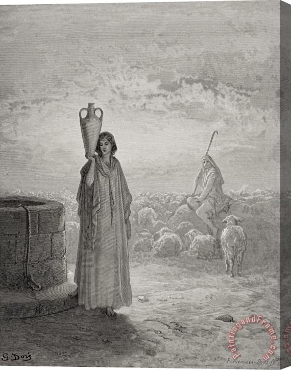 Gustave Dore Jacob Keeping Laban's Flock Stretched Canvas Print / Canvas Art