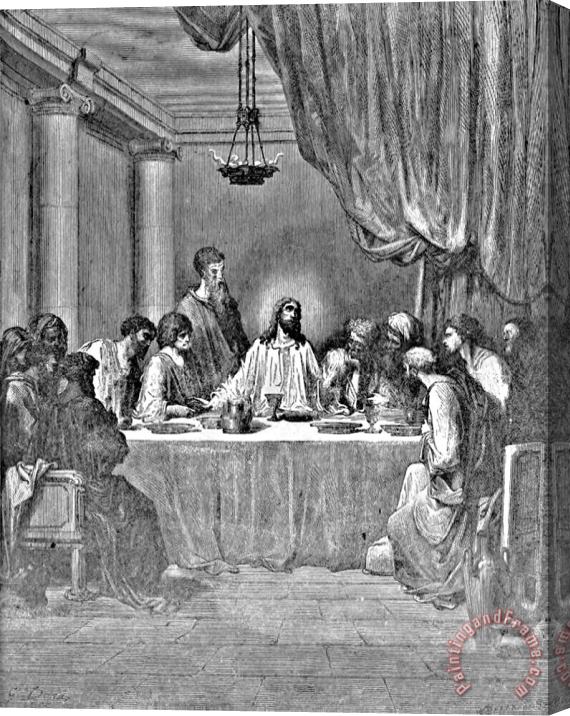 Gustave Dore Last Supper Biblical Illustration Stretched Canvas Painting / Canvas Art