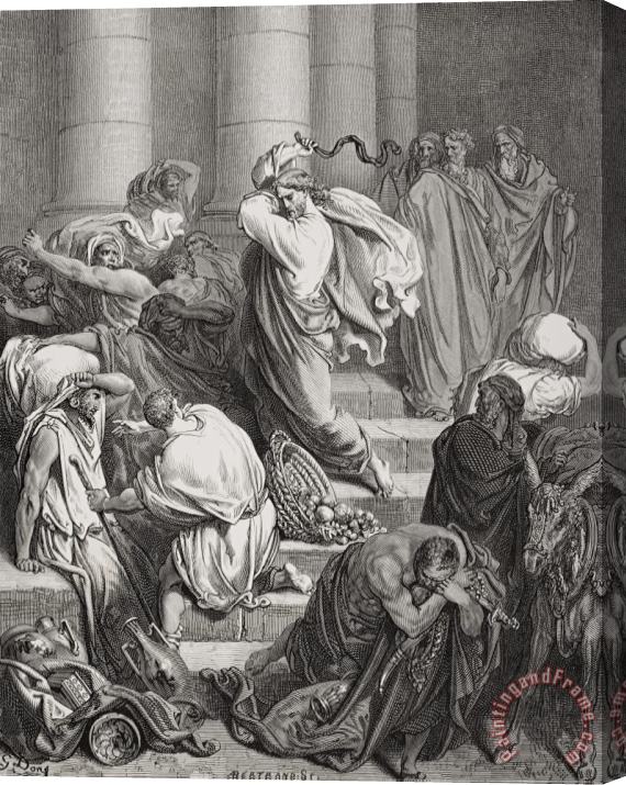 Gustave Dore The Buyers And Sellers Driven Out Of The Temple Stretched Canvas Painting / Canvas Art