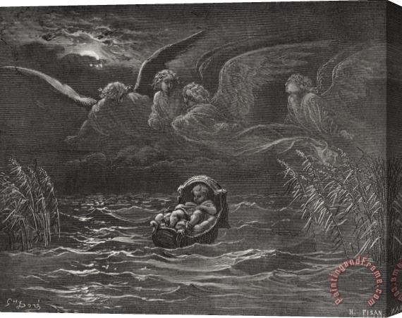 Gustave Dore The Child Moses On The Nile Stretched Canvas Print / Canvas Art
