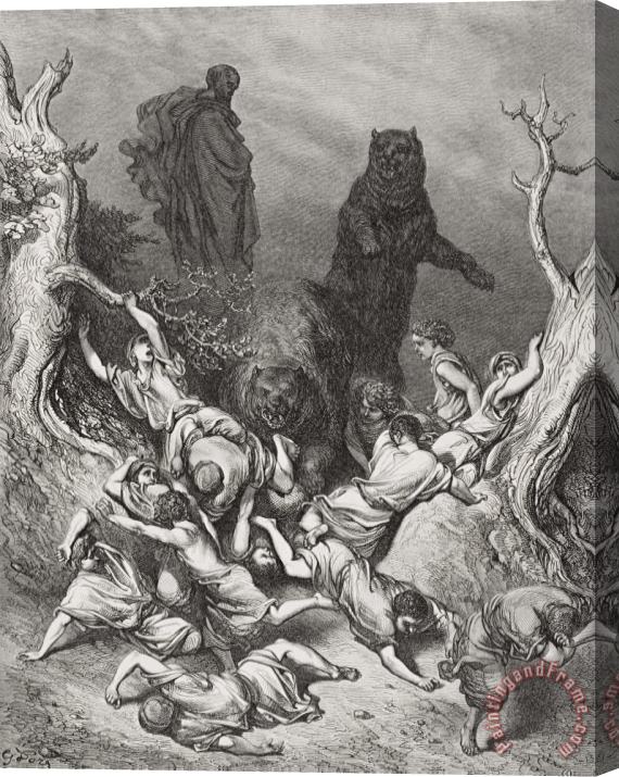 Gustave Dore The Children Destroyed By Bears Stretched Canvas Print / Canvas Art