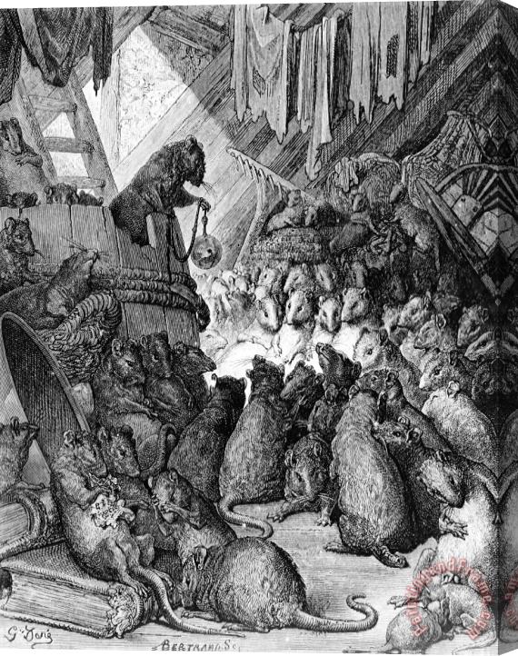 Gustave Dore The Council Held By The Rats Stretched Canvas Painting / Canvas Art