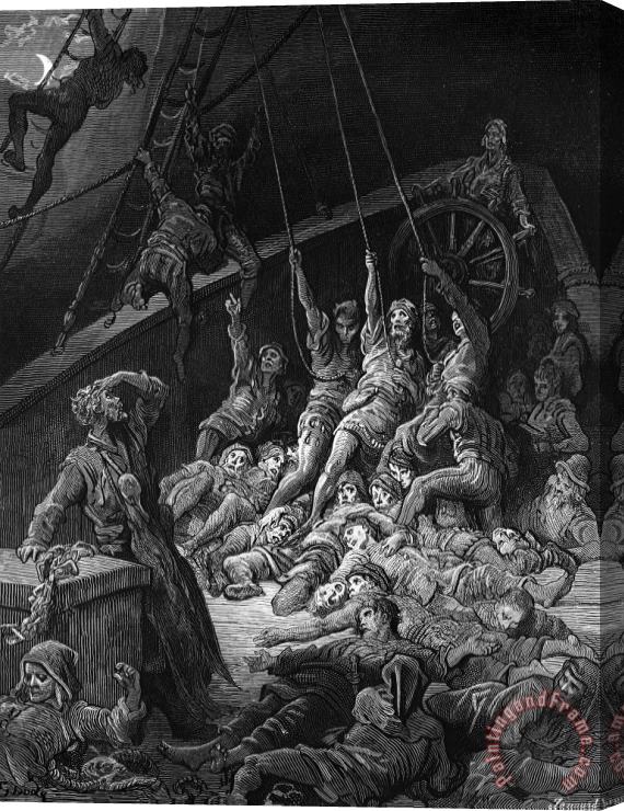 Gustave Dore The Dead Sailors Rise Up And Start To Work The Ropes Of The Ship So That It Begins To Move Stretched Canvas Print / Canvas Art
