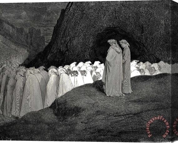 Gustave Dore The Inferno, Canto 23, Lines 9294 “tuscan, Who Visitest The College of The Mourning Hypocrites, Disdain Not to Instruct Us Who Thou Art.” Stretched Canvas Print / Canvas Art