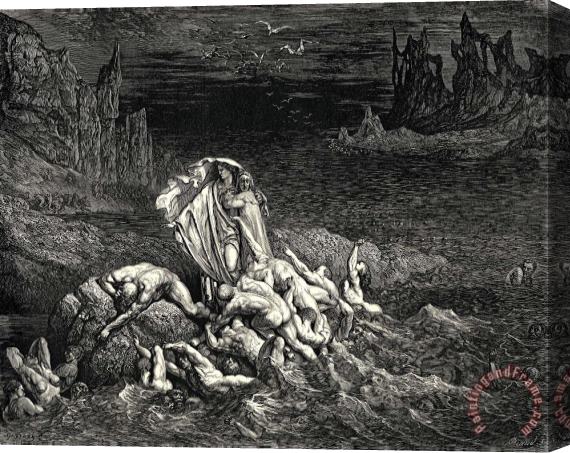 Gustave Dore The Inferno, Canto 7, Lines 118119 “now Seest Thou, Son! The Souls of Those, Whom Anger Overcame.” Stretched Canvas Painting / Canvas Art