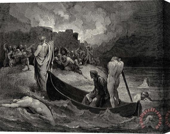 Gustave Dore The Inferno, Canto 8, Lines 110111 I Could Not Hear What Terms He Offer’d Them, But They Conferr’d Not Long Stretched Canvas Print / Canvas Art