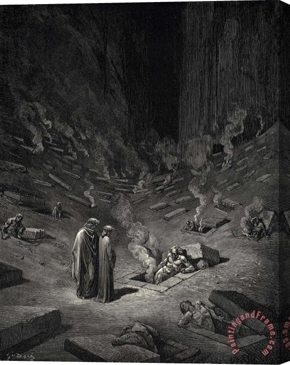 Gustave Dore The Inferno, Canto 9, Lines 124126 “he Answer Thus Return’d The Archheretics Are Here, Accompanied by Every Sect Their Followers;” Stretched Canvas Print / Canvas Art