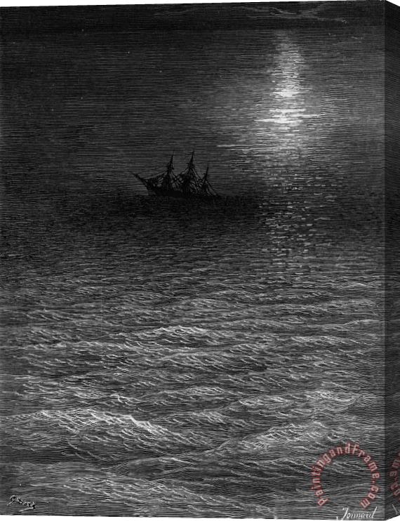 Gustave Dore The Marooned Ship In A Moonlit Sea Stretched Canvas Print / Canvas Art