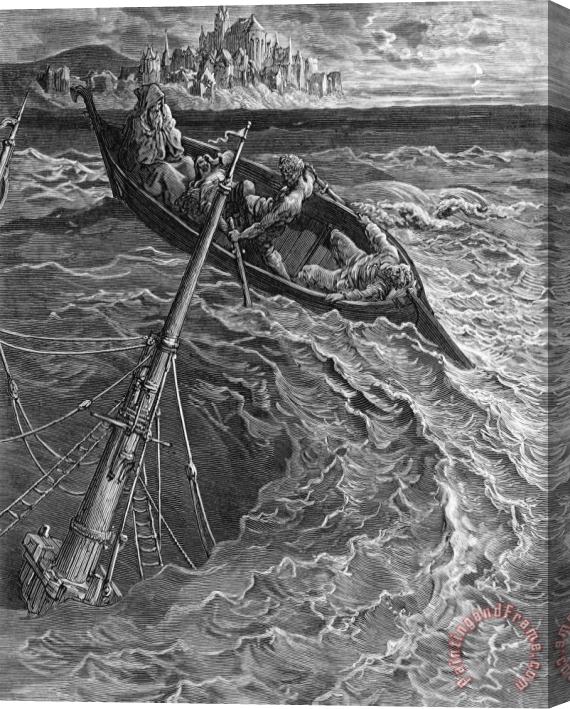 Gustave Dore The Ship Sinks But The Mariner Is Rescued By The Pilot And Hermit Stretched Canvas Painting / Canvas Art