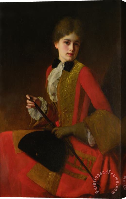 Gustave Jean Jacquet Girl in a Red Riding Habit Stretched Canvas Print / Canvas Art