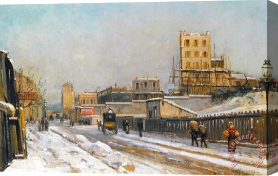 Gustave Mascart The Outskirts of Paris in The Wintertime Stretched Canvas Painting / Canvas Art