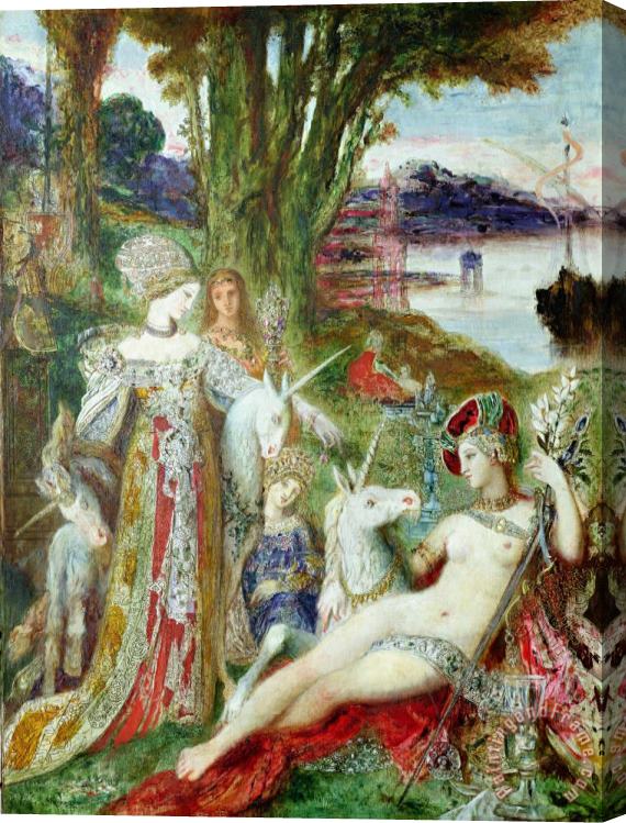 Gustave Moreau The Unicorns Stretched Canvas Painting / Canvas Art