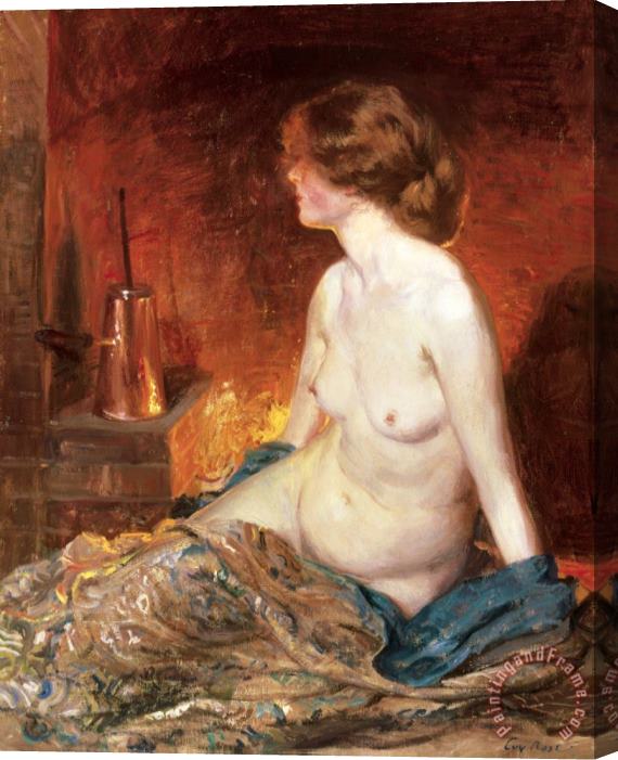 Guy Rose Nude Figure by Firelight Stretched Canvas Painting / Canvas Art