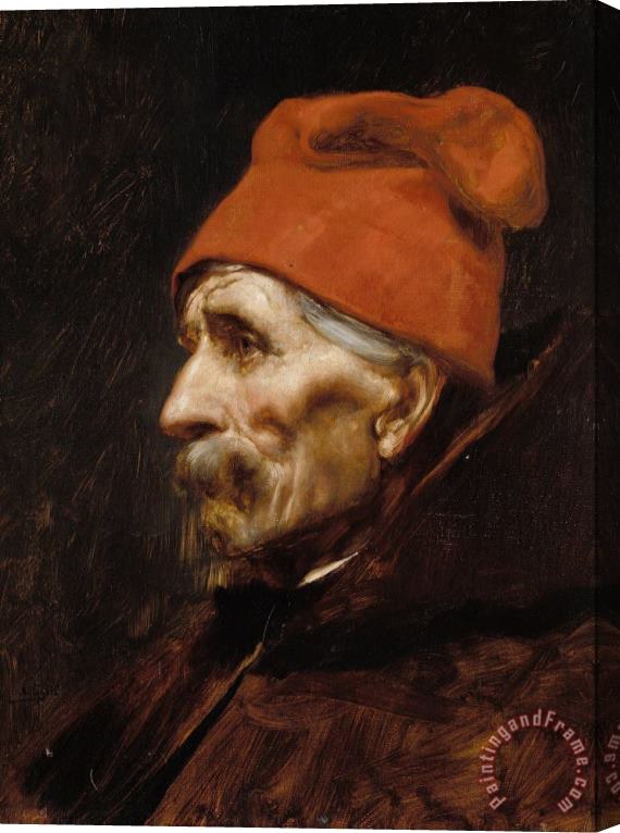 Gyzis Nikolaos Old Man Wearing a Red Fez Stretched Canvas Print / Canvas Art