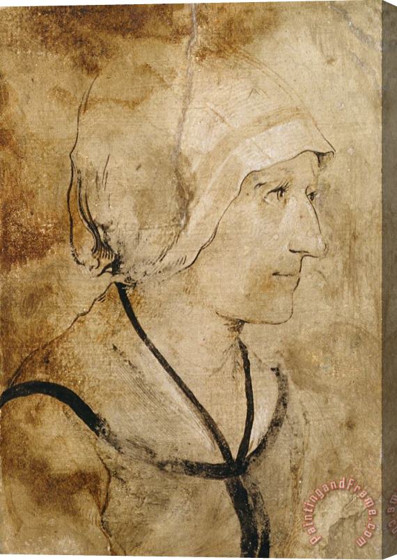 H. d. A Holbein Portrait of a Wife of an Unknown Stonemason Stretched Canvas Painting / Canvas Art