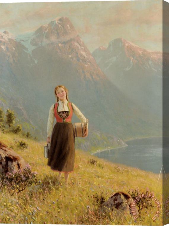 Hans Dahl Young Girl by a Fjord Stretched Canvas Print / Canvas Art