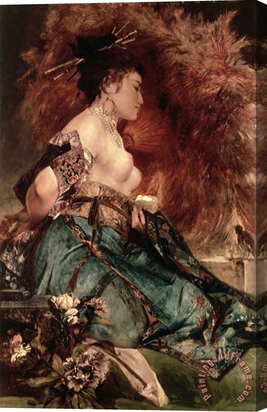 Hans Makart Japanese girl Stretched Canvas Print / Canvas Art