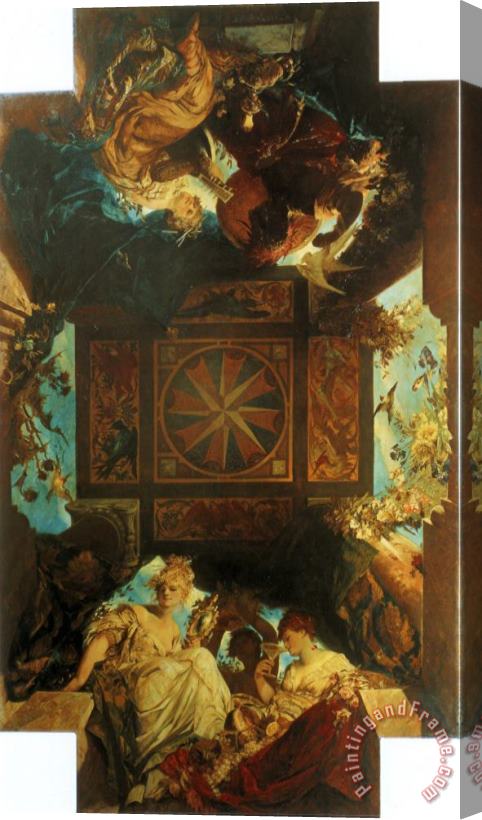 Hans Makart The Four Corners of The World Stretched Canvas Painting / Canvas Art
