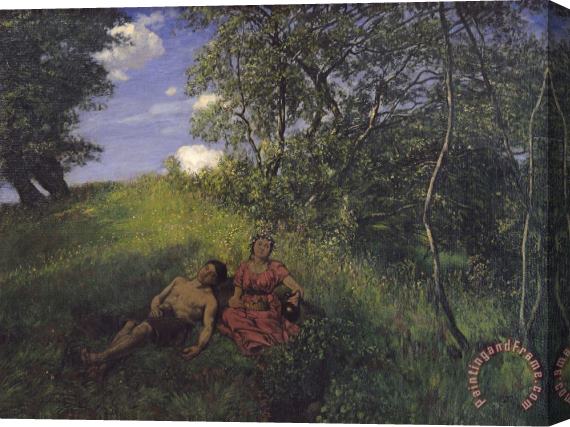 Hans Thoma Siesta Stretched Canvas Painting / Canvas Art