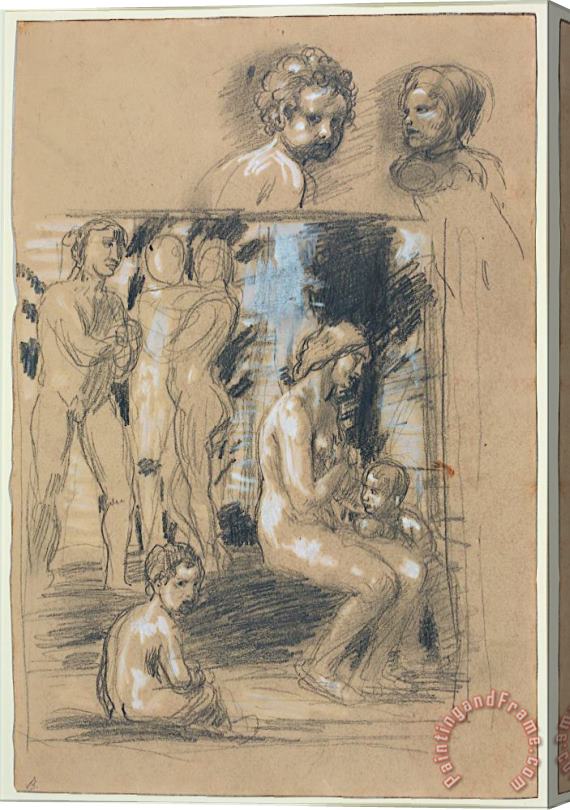 Hans von Marees Study for The Composition of in Praise of Modesty Stretched Canvas Print / Canvas Art