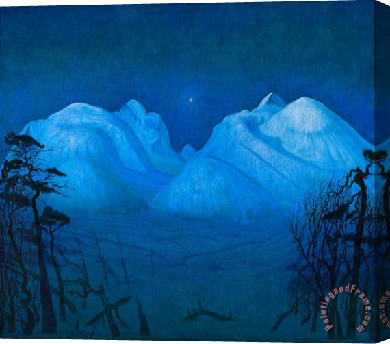 Harald Sohlberg Winter Night in The Mountains Stretched Canvas Painting / Canvas Art