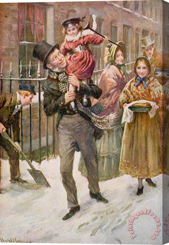 Harold Copping Bob Cratchit And Tiny Tim Stretched Canvas Print / Canvas Art