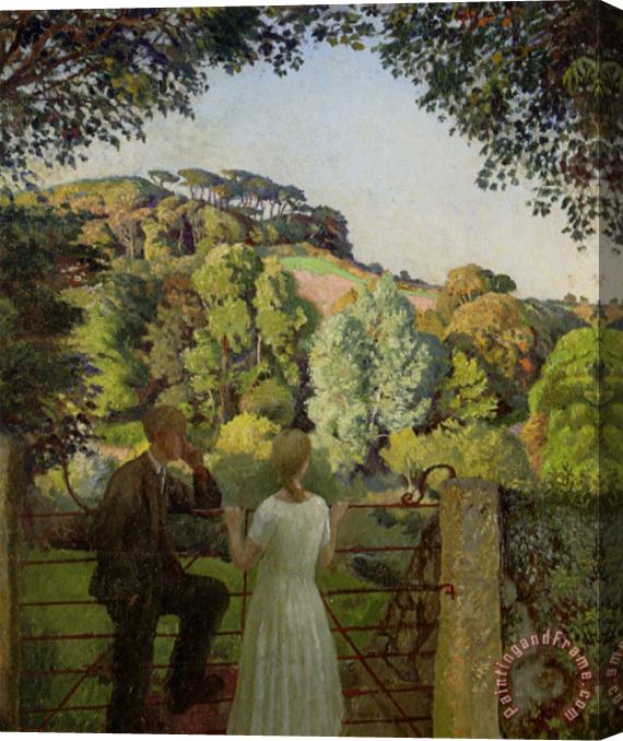 Harold Harvey Midge Bruford And Her Fiance at Chywoone Hill Newlyn Stretched Canvas Painting / Canvas Art