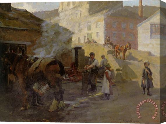Harold Harvey The Blacksmiths Forge Newlyn Stretched Canvas Painting / Canvas Art