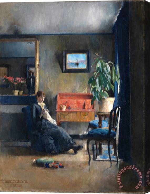Harriet Backer Blue Interior Stretched Canvas Painting / Canvas Art