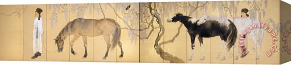 Hashimoto Kansetsu Visiting a Hermit Stretched Canvas Painting / Canvas Art
