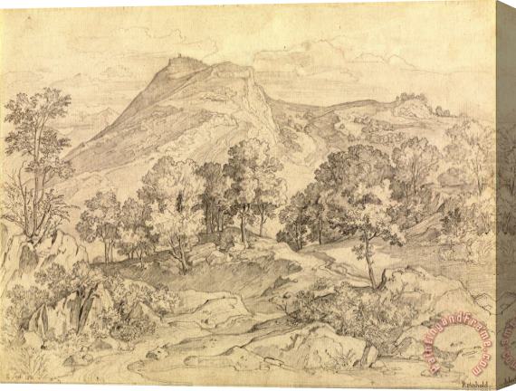 Heinrich Reinhold A View of Civitella From The Serpentara Next to Olevano Stretched Canvas Print / Canvas Art