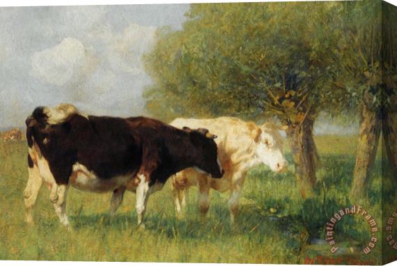 Heirich Von Zugel Two Cows in a Meadow Stretched Canvas Painting / Canvas Art
